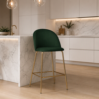Tabouret de bar moderne et écologique en métal avec structure en acier inoxydable et assise en velours pour restaurant