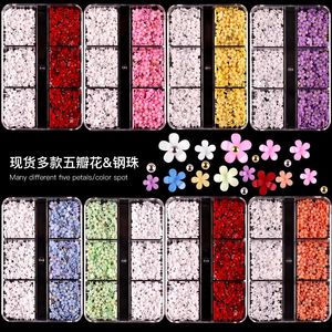 6 Grilles 3D Acrylique <span class=keywords><strong>Fleur</strong></span> Nail Pièces Décoration Mixte Acier Perles Gemmes Charmes Kawaii Nail Supplies Nail 3D Accessory Kit - Product Image 3