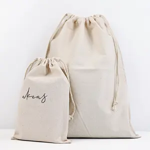 Bolsas de lona con cordón de impresión de tamaño de color muiti personalizadas, bolsa de algodón de poliéster con su logotipo, tela ecológica para pequeñas empresas