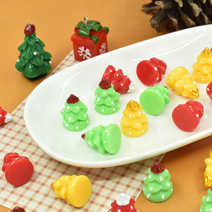 Kawaii Đầy Màu Sắc Giáng Sinh Cây Nhựa Charms Flat Trở Lại Cabochon Cho DIY Scrapbooking Thủ Công Mỹ Nghệ Trường Hợp Điện Thoại Trang Trí Tóc Cung - Product Image 2