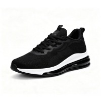 Zapatillas Deportivas Transpirables para Hombre y Mujer, Tejido Fly Weave, Color Negro, con Amortiguación de Aire, Logotipo Personalizado, para Caminar, Deporte y Entrenamiento