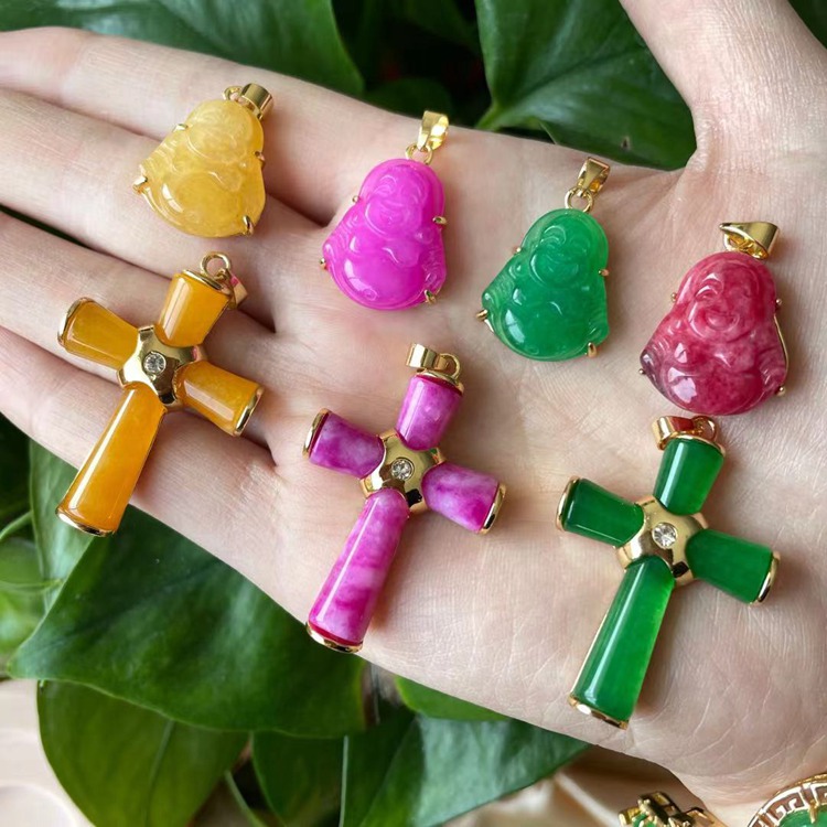 Chinese Yellow Jade Cross Amulet Pendant Beads Necklace Fashion Charm Jewelry Chinese Yellow Jade Cross Amulet Pendant Beads Necklace Fashion Charm Jewelry