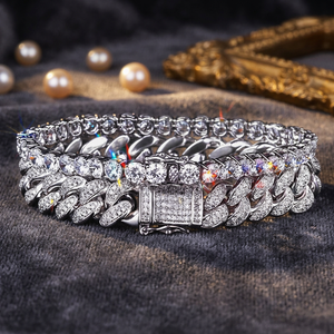 Bracelet unisexe de luxe hip-hop en diamants de laboratoire, style tennis, chaîne cubaine, plaqué or 9K-18K, certifié IGI - Product Image 3