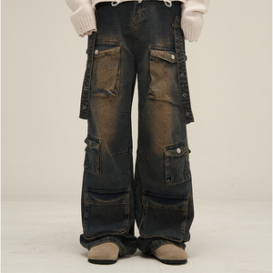 Jeans multi-poches personnalisés Hip Hop Street Wear pour hommes délavés à l'acide <span class=keywords><strong>Y2k</strong></span> Cargos pour hommes - Product Image 3