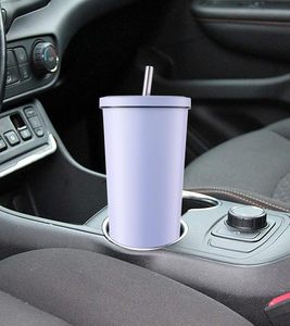 Gobelet isotherme en acier inoxydable de 500 ml/17 oz avec paille et couvercle, tasse à café glacé sous vide avec paille - Product Image 5