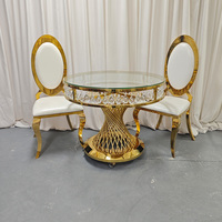Base de table créative, structure double couche, plateau en verre cristal, table circulaire en acier inoxydable pour gâteau de mariage