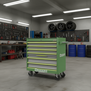 FASANO <b>Tools</b> Rolling <b>Tool</b> <b>Cabinet</b> 7 Drawer Green <b>Metal</b> Workshop Storage Cart for Auto Repair - Product Image 3
