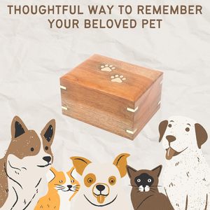 Wooden <strong>Pet</strong> Urns Cat and Dog Ashes <strong>Memorial</strong> <strong>Box</strong> with Photo Frame Solid Wood Funeral Supplies - Product Image 5