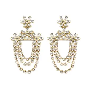 New trend new fashion earring shining rhinestones gold plated designs earring for women