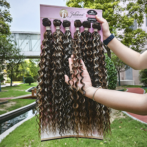 Extensions de <span class=keywords><strong>cheveux</strong></span> synthétiques bouclés Julianna Wholesale Bio Organic Protein Fiber, résistantes à la chaleur, en paquet, pour tissage. - Product Image 1