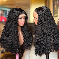 Perruque indienne bouclée 13x4 Lace Front en gros, 100% cheveux humains vierges, pré-épilée, sans colle, densité 200, noir naturel, fournisseur