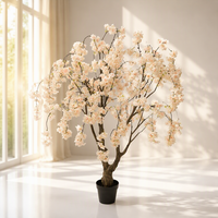 Arbre artificiel suspendu en fleurs de cerisier 150 cm, plante de sakura en soie artificielle détachable pour la décoration de plafond d'hôtel et de maison