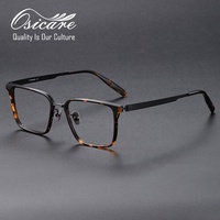 Montures de lunettes optiques de luxe rétro vintage en acétate, montures de lunettes de vue de créateur, montures optiques rétro en titane pour hommes
