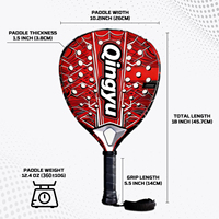 Raquette de padel professionnelle Qingyu Sport, noyau en mousse EVA, forme diamant en carbone, absorption des chocs, imperméable, couleur et logo personnalisables