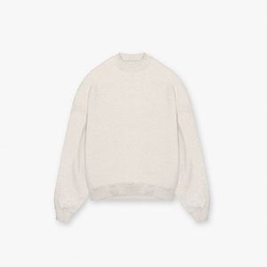 Felpa in Cotone Felpato Bianco 350 Gsm, Girocollo Oversize in French Terry, <span class=keywords><strong>Felpe</strong></span> e Maglioni da Uomo - Product Image 5