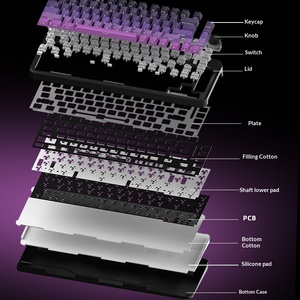<span class=keywords><strong>Clavier</strong></span> mécanique sans <span class=keywords><strong>fil</strong></span> à échange à chaud, RGB, trois modes, personnalisable, BT, <span class=keywords><strong>avec</strong></span> touches gravées latéralement, pour le gaming – Vente chaude usine - Product Image 2