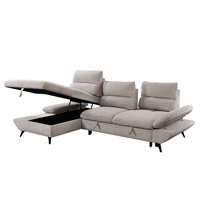 Canapé-lit convertible en tissu, design européen moderne, deux places, en forme de L, avec rangement, pliable, pour hôtel, durable, OEM