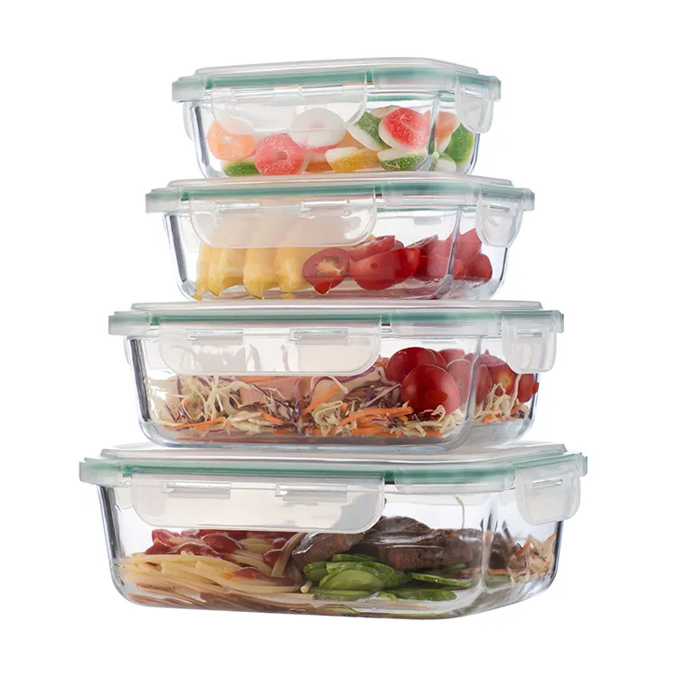 New organizer Clean and heavy borosilicate glass high quality lid designs kitchen divided storage dish