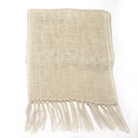 Chemin de table en toile de jute tissée style campagnard pour Thanksgiving, avec franges aux extrémités, couleur naturelle, 12x72 pouces, personnalisable, fournisseur chinois