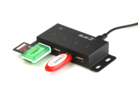 Hub USB Externo de Pared con 4 Puertos, Lector de Tarjetas, Transferencia de Datos de Alta Velocidad, Plug & Play, Diseño de Aluminio para Escritorio/Oficina