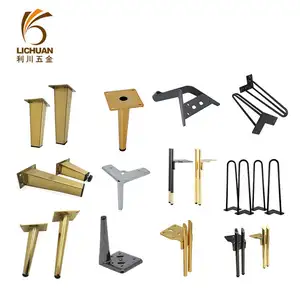 80mm - 200mm Tapered Support Gold Brass Metal Furniture Feet For Table Chair Bed Black Cabinet Sofa Leg Golden
