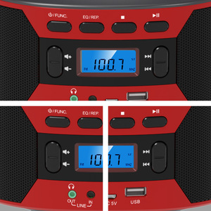 Lecteur CD portable moderne avec radio FM Bluetooth, USB, lecteur de disques MP3, entrée/sortie audio, alimentation par batterie, prise casque pour la maison et l'extérieur - Product Image 5