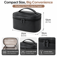 Trousse de toilette de voyage avec poignée de transport confortable, double fermeture éclair et compartiment en filet intégré pour les fournitures cosmétiques de vacances