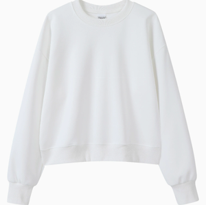 Sudadera de cuello redondo de algodón puro de manga corta para mujer, estilo europeo y americano, 350 gramos, diseño simple, adelgazante, para otoño. - Product Image 5