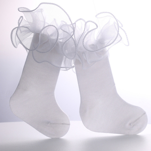 Calcetines de encaje de doble capa para niñas, calcetines blancos finos para baile, princesa, niñas, niños pequeños, actuación latina <span class=keywords><strong>infantil</strong></span> - Product Image 1