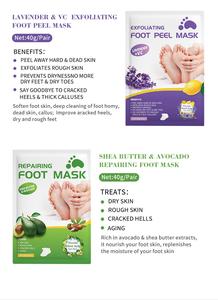 Vente en gros de <span class=keywords><strong>chaussettes</strong></span> de masquage des pieds avec logo personnalisé offre spéciale masque naturel et exfoliant pour les pieds peel de masquage des pieds original - Product Image 4