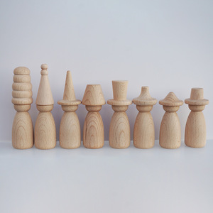 Set di Bambole in Legno di Faggio Non Finito, Forme in Legno per Fai da Te, Artigianato Artistico, Bambole con Cappello, Figure per Creazioni Artigianali OEM/ODM - Product Image 3