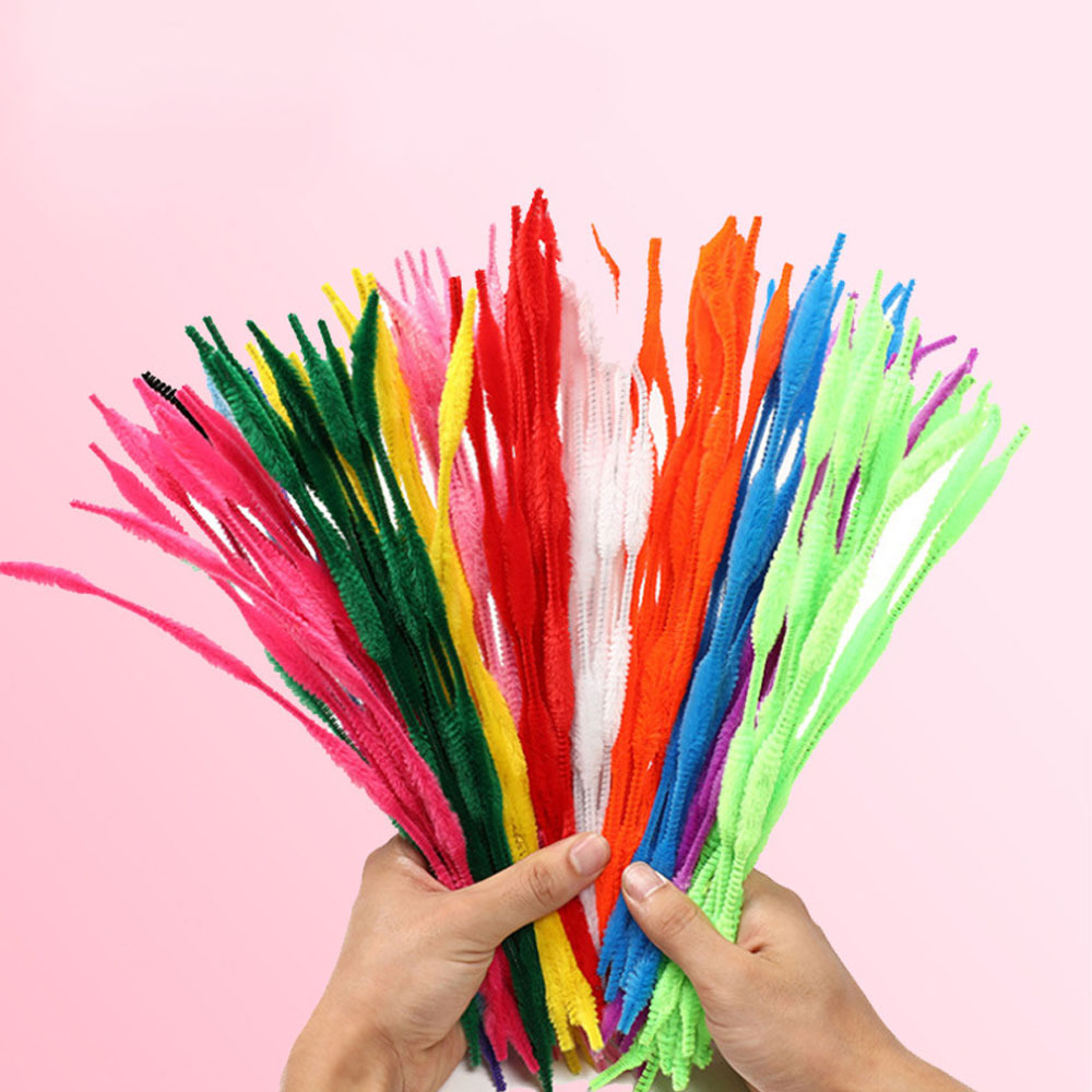 Lot De 100 Chenilles Pipe Cleaners Rouges - Pour Bricolage, Déco, Créations Manuelles