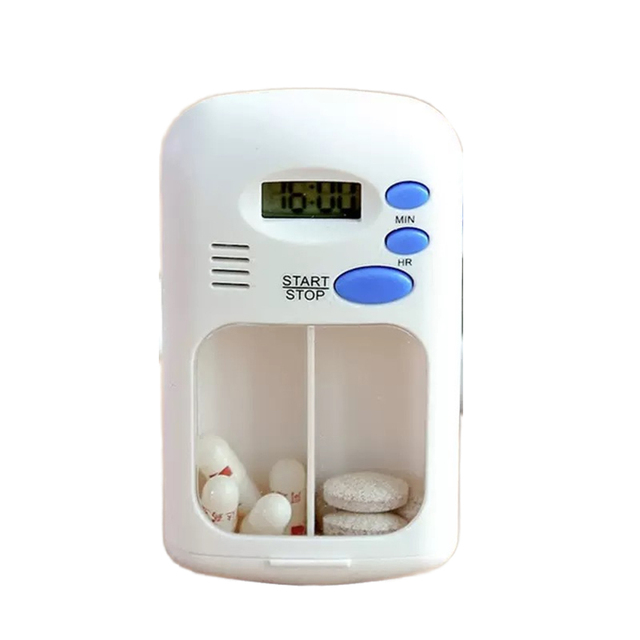Light-duty Electric Pill Timer Dispenser,2 Slots Timer Pill Box for Electric Locked Pill Reminde