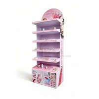 Support d'affichage cosmétique en PVC rose personnalisé, étagère de vente au détail sur pied pour rouge à lèvres, fard à paupières, présentoir de maquillage, impression de marque