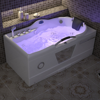 Baignoire autoportante en acrylique de luxe de 1,5 m avec six grands jets de massage, main courante pour usage familial, design moderne, comprend un drain