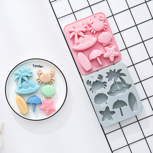 6-Cavity <b>Beach</b> Theme Nonstick Silicone Cake Molds Food-Grade Reusable Cute Silicone Magnetic Chocolate, Candy & Ice DIY Mold - Product Image 4
