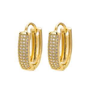 Boucles d'oreilles créoles géométriques en forme de U, or 18 carats, micro-incrustation de zircone, bijoux tendance, cadeau d'anniversaire - Product Image 5