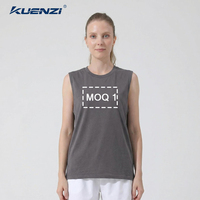 Kuenzi - Camiseta sin mangas para mujer, 100% algodón, 230GSM, de alto gramaje, lisa, con logotipo personalizado, estilo vintage lavado y desgastado, para streetwear, venta al por mayor