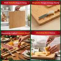 Nouvelle Planche à Charcuterie 2026 – Cadeau pour Femme – Planche à Fromage Pliante en Bambou avec Ensemble de Couteaux – Cadeau Unique pour Épouse ou Mariage