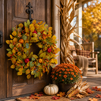 Nouvelle Guirlande de Feuilles d'Eucalyptus Artificielles pour la Fête de la Récolte et Thanksgiving, 60 cm, pour la Décoration de la Porte d'Entrée de la Maison