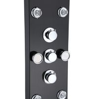 Colonne de douche thermostatique de luxe à 3 poignées avec noyau de valve en céramique, fixation murale en acier inoxydable et affichage LED de la température