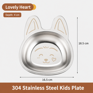 Assiette pour enfants en acier inoxydable 304, forme d'animal de dessin animé mignon, vaisselle pour enfants - Product Image 4