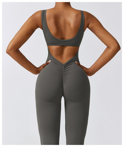Combishort pour femmes Pantalon évasé Vêtements d'entraînement de gymnastique Vêtements d'activité Combinaison de yoga et de fitness - Product Image 5