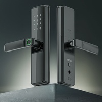 Serrure Intelligente Intérieure Haute Sécurité à Empreinte Digitale WiFi Tuya, Verrou Électronique à Code Tactile pour Porte en Bois de Maison, Chambre ou Bureau
