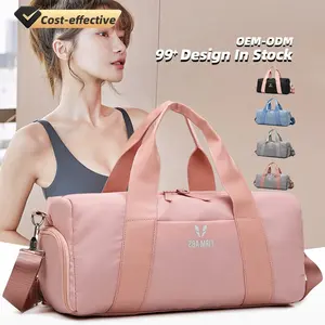 Custom Quilted Barrel Womens Canvas Pink Dry Wet Duffle Bag Gym Travel With Shoe Compartment All Colors Pattern Logo Oem