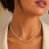 Collier de perles en acier inoxydable plaqué or PVD 18 carats avec perles cubiques géométriques, bijoux minimalistes étanches pour femmes, vente en gros