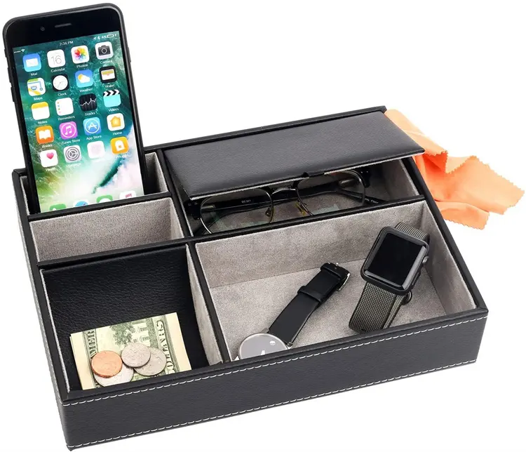 Boîte de rangement de bureau, plateau en papier, pour téléphone portable, montre, boîtier, organiseur de rangement