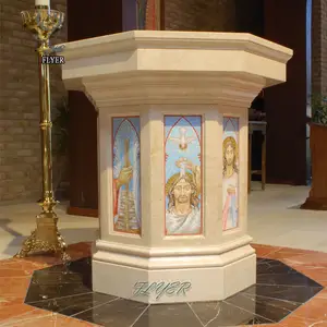 प्राचीन बड़े हस्तनिर्मित कैथोलिक धार्मिक पत्थर चर्च संगमरमर नक्काशी क्लासिक ग्रैंड बार टेबल