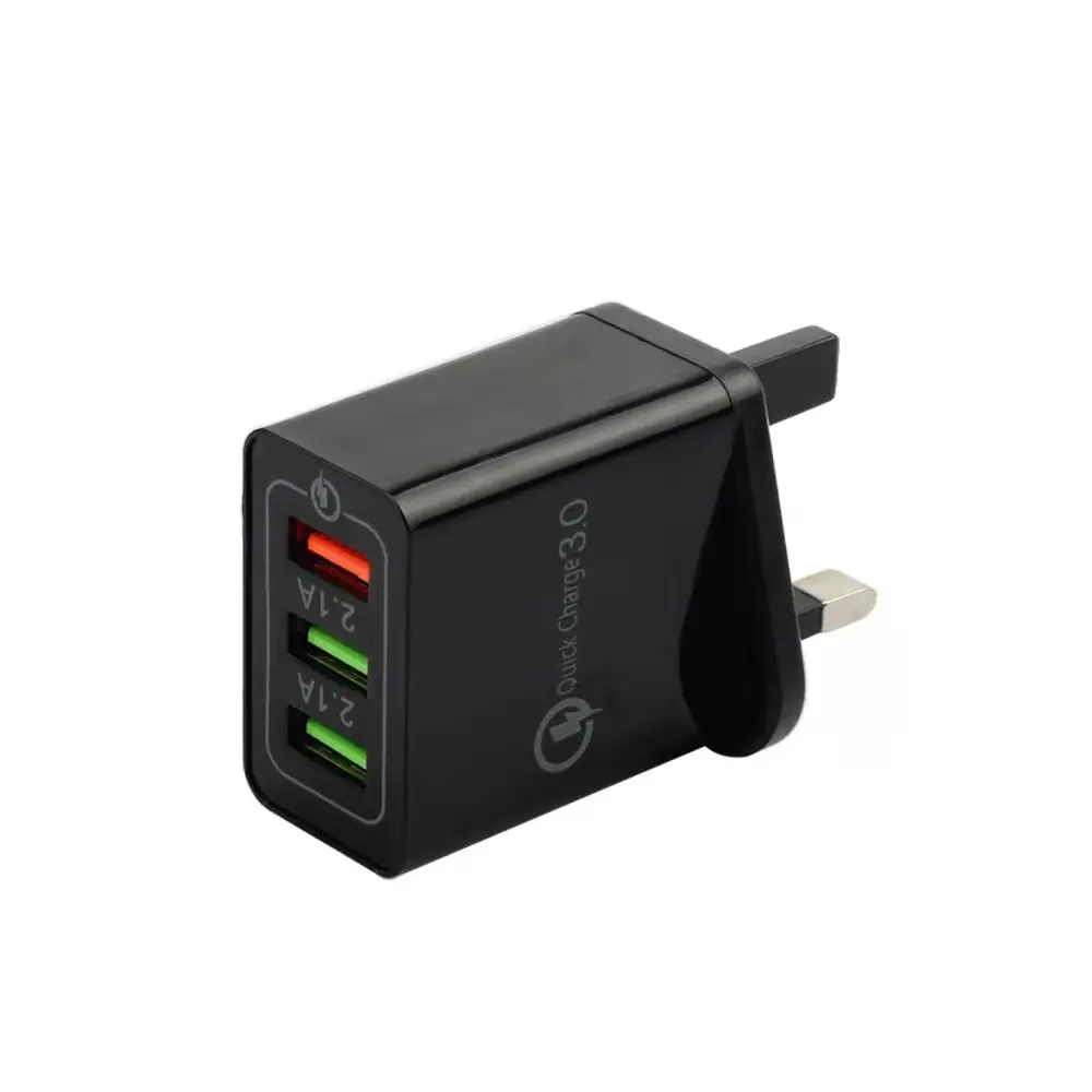 High Quality 20W UK Standard QC3.0 UK Plug Fast Charging Q3.0 USB Wall Charger 3 Port (QC3.0X1+2.4AX2)USB Charger for IPhone