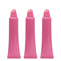 Emballage cosmétique vide 10 ml pour baume à lèvres, gloss, crème pour les yeux, lotion, avec logo personnalisé, impression sérigraphique, tube souple en plastique rose.